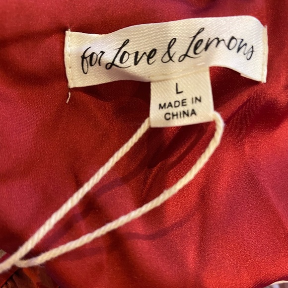 For Love & Lemons Alia cross front floral crop top in red size L NWT - Picture 11 of 13